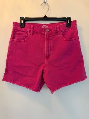 Faherty Hot Pink High-Waist Denim Shorts
